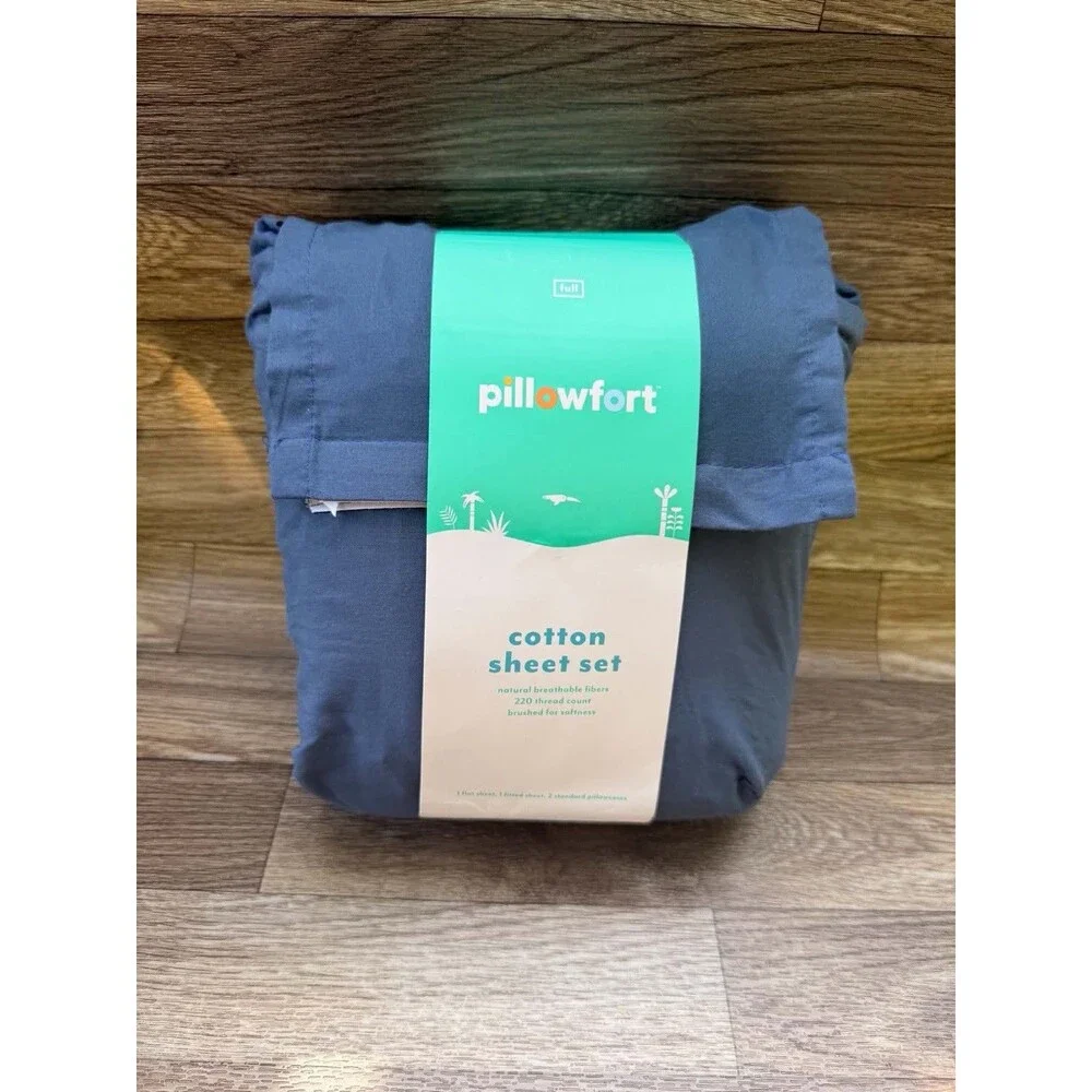 Pillowfort Full Cotton Sheet Set Navy 220TC OEKO-TEX New Missing Sham
